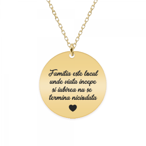 Colier argint banut 20 mm - personalizata cu text - placat cu aur galben de 24 karate